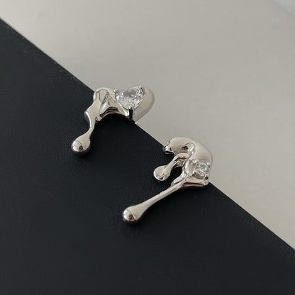 Pleated Lava Zircon Love Earrings