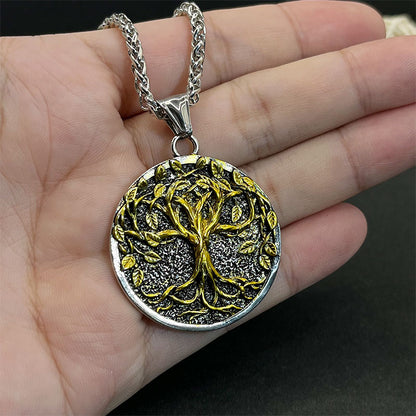 Retro Viking Rune Tree Of Life Pendant Necklace