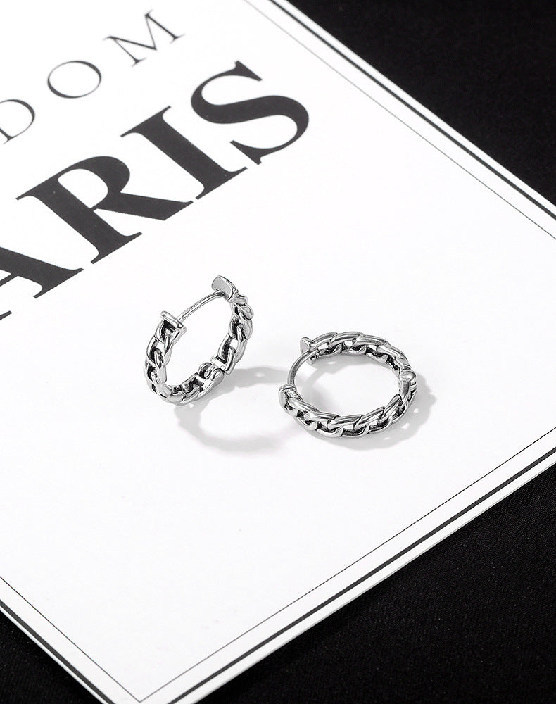 Stainless Steel Chain Hoop Earrings