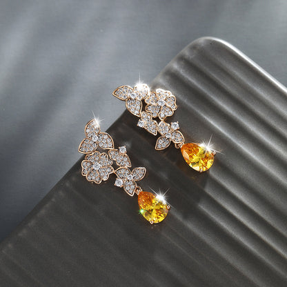 Vintage Botanical Flower Drop Earrings