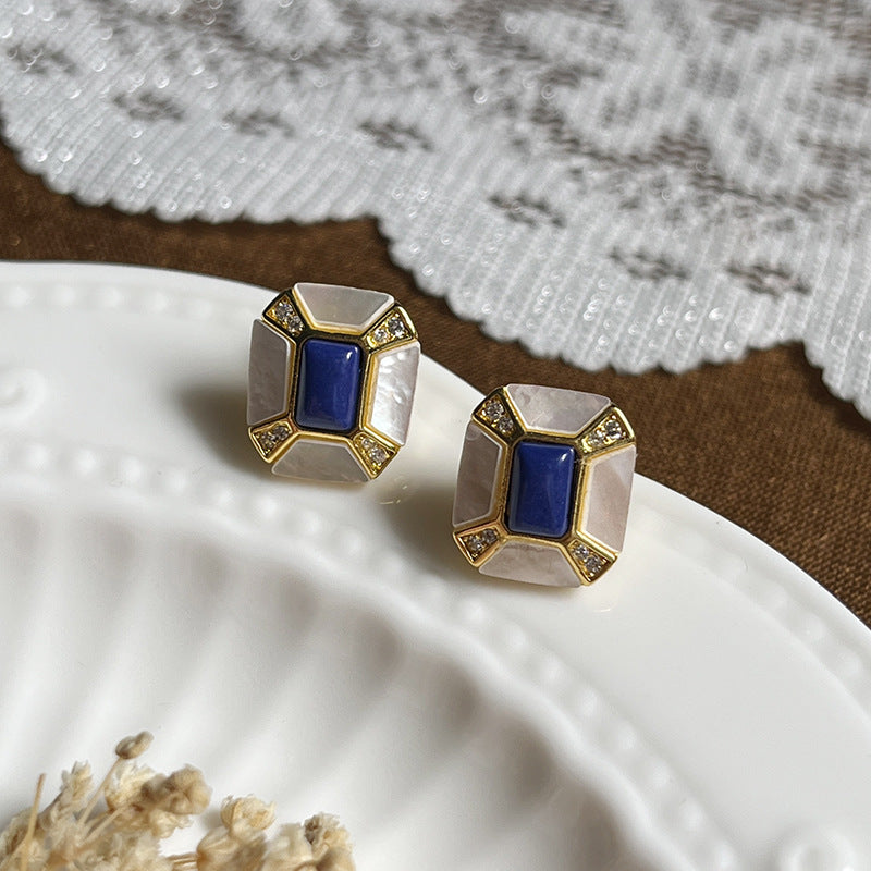 Niche Design White Fritillaria Lapis Earrings