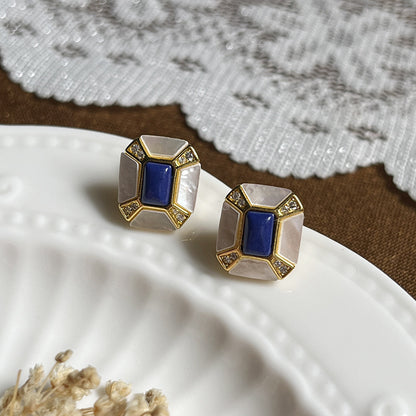 Niche Design White Fritillaria Lapis Earrings