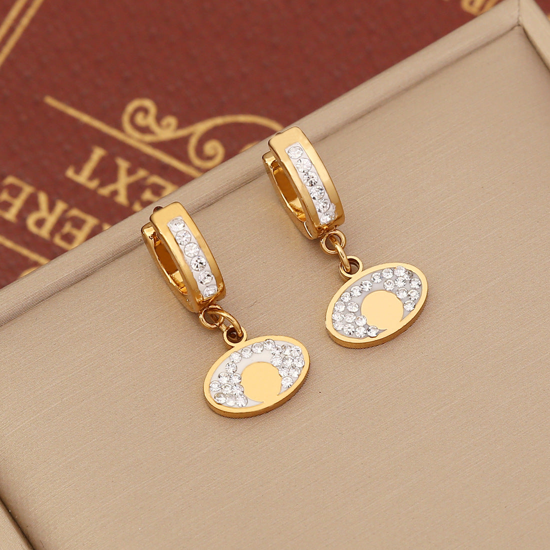 Temperament Stainless Steel Zircon Earrings