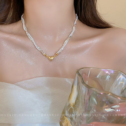 Broken Silver Pearl Love Magnetic Necklace