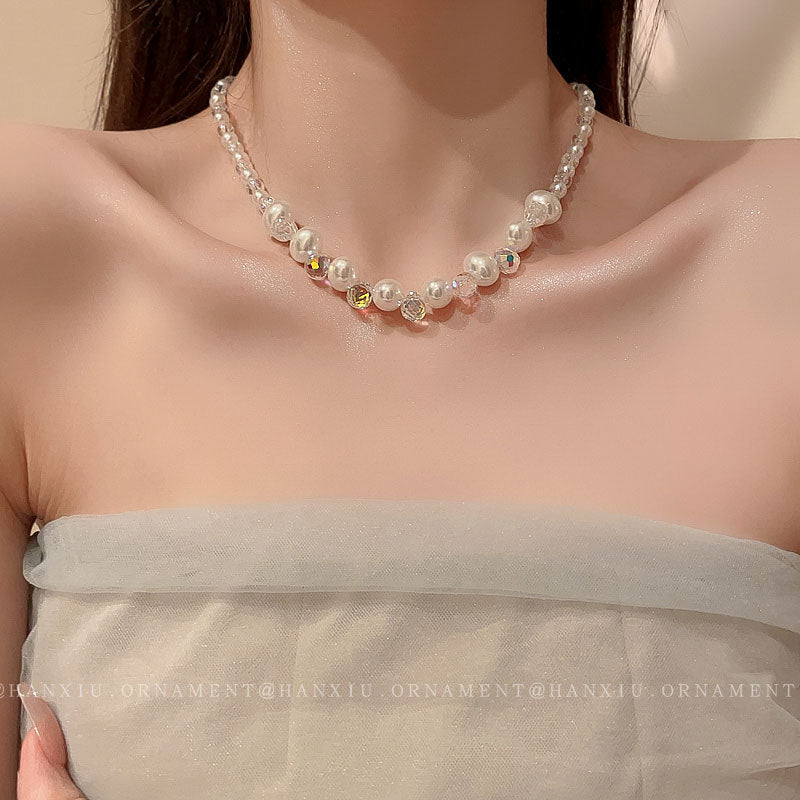 Geometric Drop Pearl Necklace