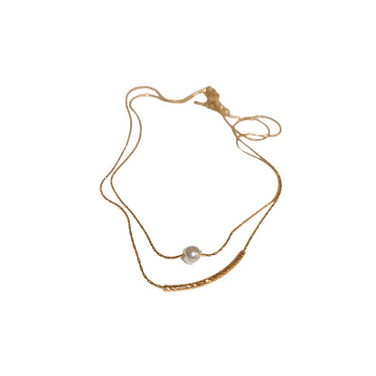 Pearl Geometric Double-layer Boudoir Simple Temperament Necklace