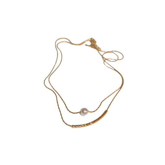 Pearl Geometric Double-layer Boudoir Simple Temperament Necklace
