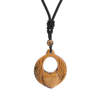 Carved Stone Feather Necklace