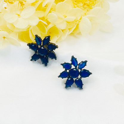 Buckeye Petal Blue Zircon Earrings