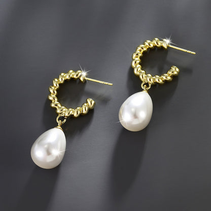 Twist Drop-shaped Imitation Pearl Earrings