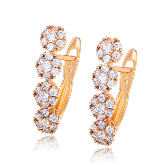 K-plated Gold Circle Zircon Earrings