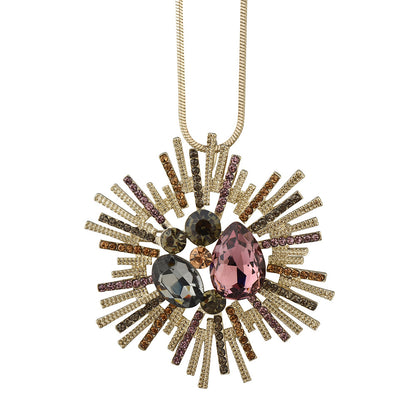 Simple Flower Crystal Fashion Long Necklace