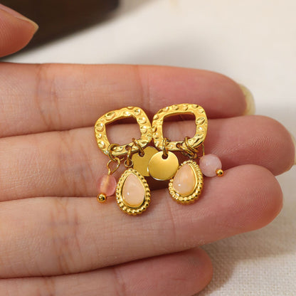 Knock Grain Metal Zircon Vintage Earrings