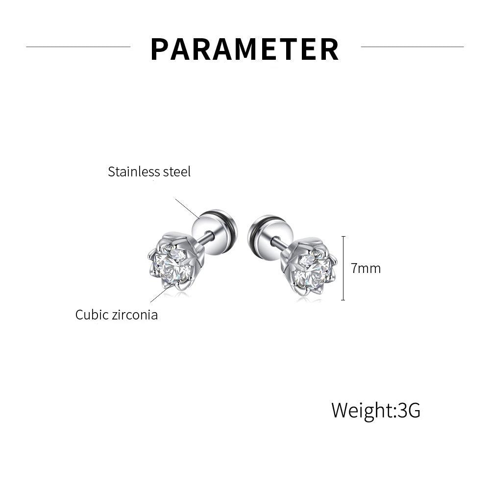 Stainless Steel Bud Shape Stud Earrings