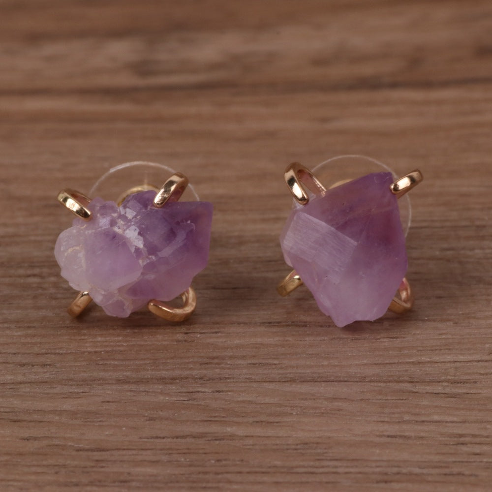 Vintage Pink Crystal Tianhe Stone Obsidian Earrings