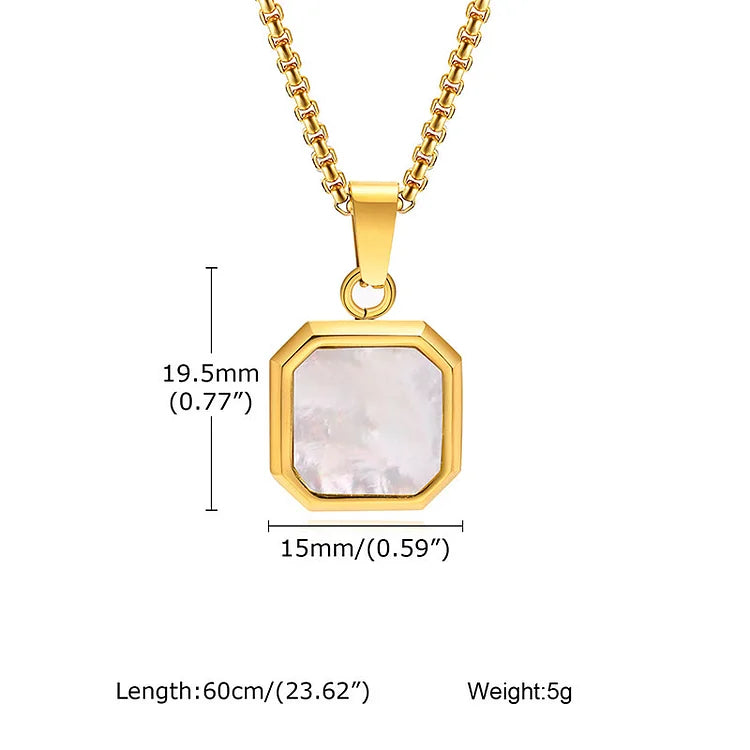 Square Pendant Men Long Sweater Chain Necklace