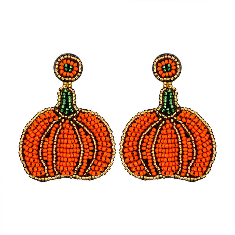 Halloween Retro Pumpkin Earrings Bohemian High-end Handmade Rice Bead Earrings