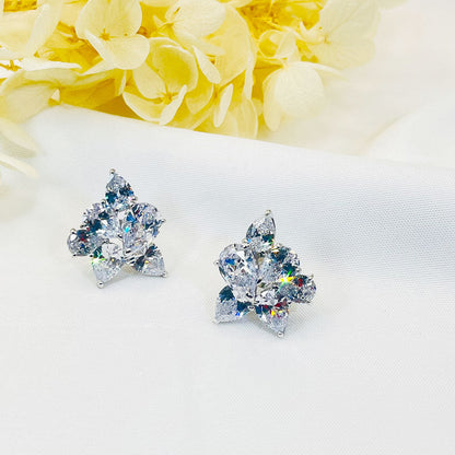 Irregular Drop-Shaped White Zircon Earrings