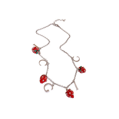 Strawberry Sweet Cool Wind Niche Alphabet Necklace