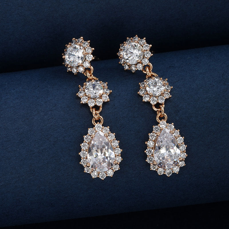 Super Sparkling Water Drop Zircon Earrings