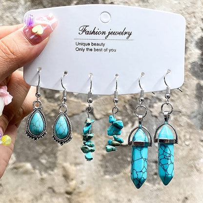 Turquoise Earrings Multi-layered Necklace Set
