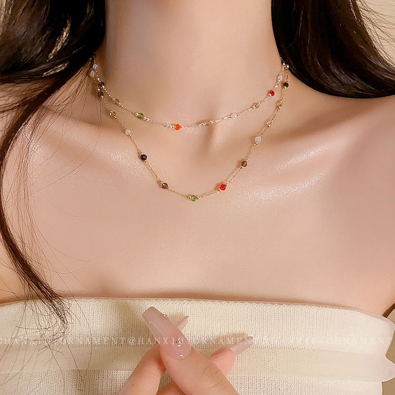 Colorful Broken Silver Geometric Necklace