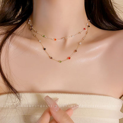 Colorful Broken Silver Geometric Necklace