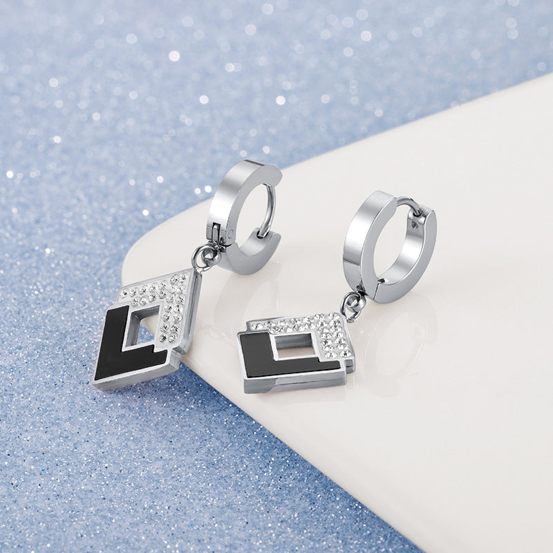 High Fashion Stainless Steel Square Simple Earrings