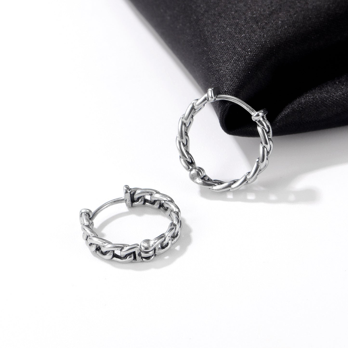 Stainless Steel Chain Hoop Earrings
