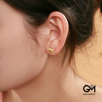 S925 Sterling Silver Yellow Heart Rubber Earrings