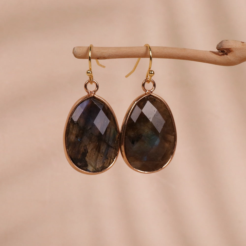 Pull Feldspar Ellipse Hanging Earrings