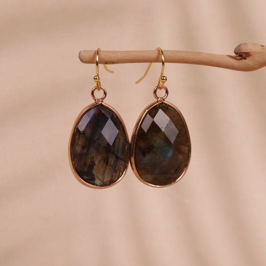 Pull Feldspar Ellipse Hanging Earrings