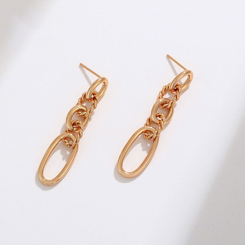 Long Twist Oval Earrings