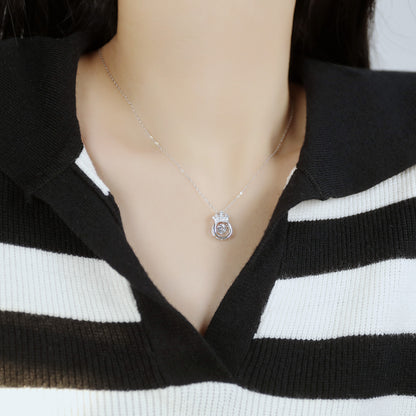 S925 Sterling Silver Crown Zircon Necklace