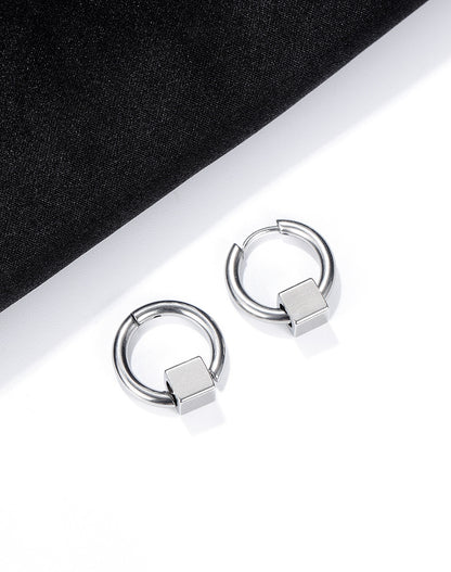 Stainless Steel Cubic Hoop Earrings
