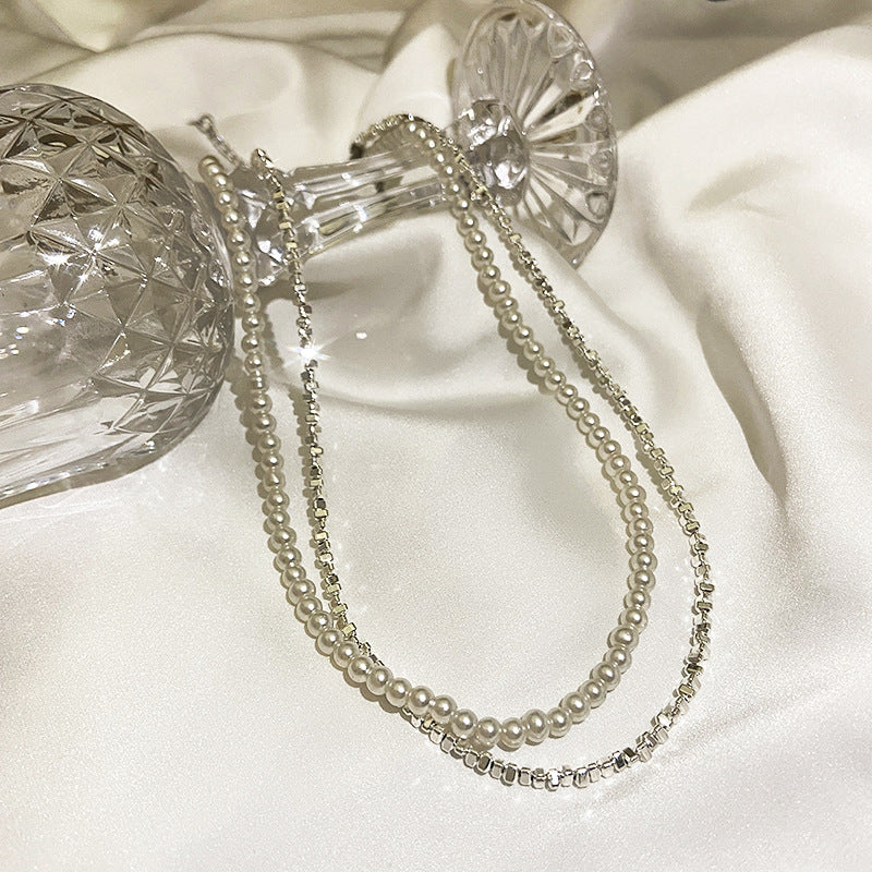 Broken Silver Several Two Tide Vintage Pearl Necklace Double Fashion