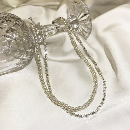 Broken Silver Several Two Tide Vintage Pearl Necklace Double Fashion