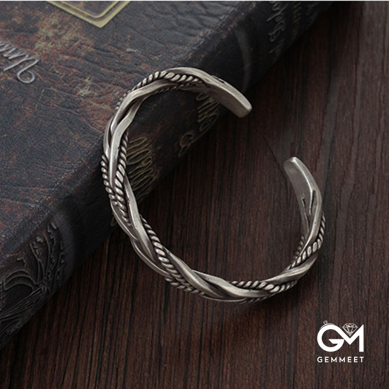 Vintage Woven Twist Personality Open Bracelet