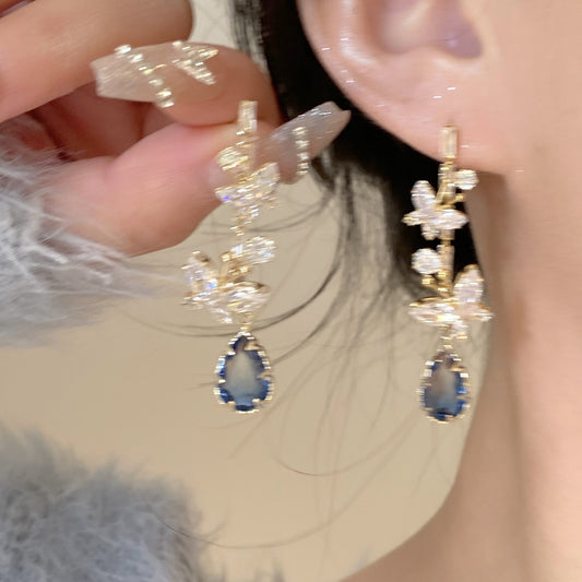 Elegant Fringed Butterfly Drop Earrings