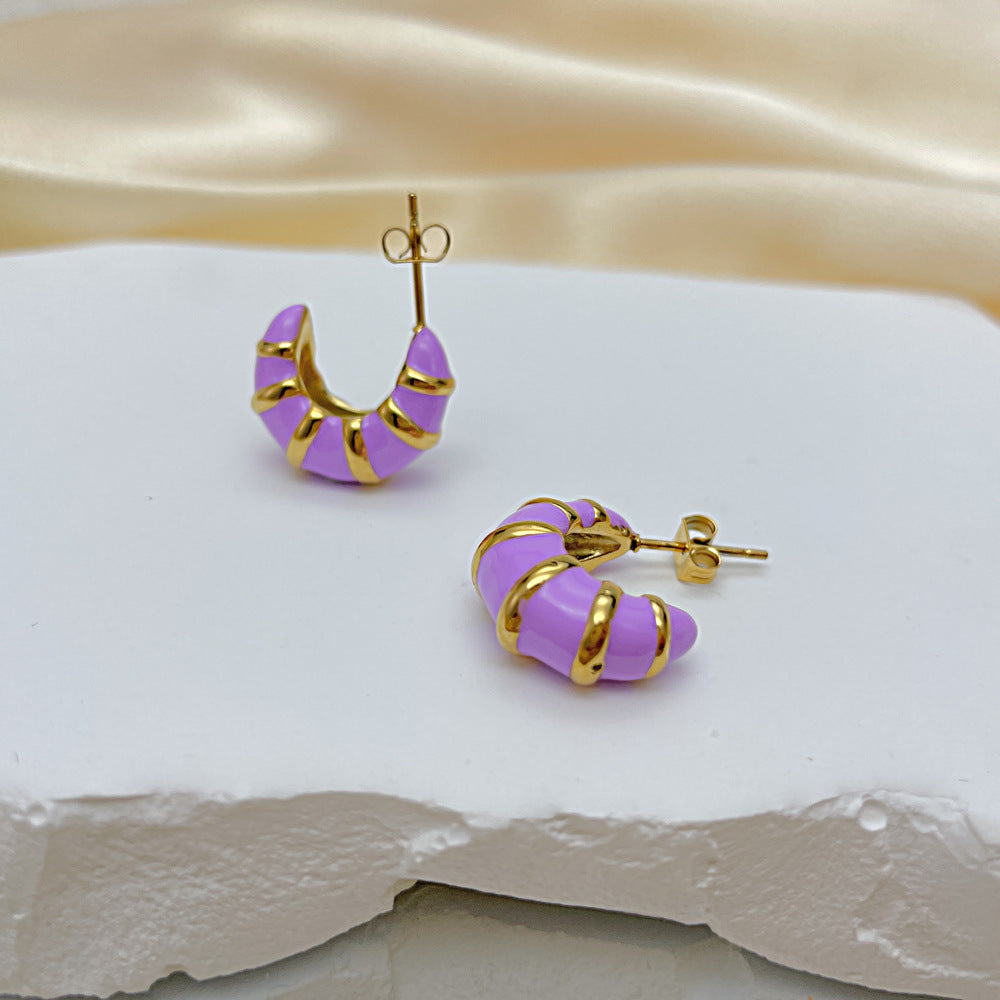 Vintage Dripping Titanium Steel Stud Earrings