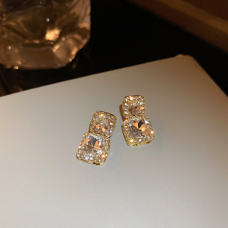Stylish New Diamond Alloy Block Earrings