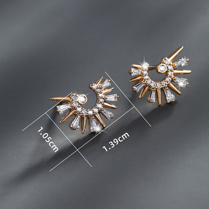 Micro-encrusted Zircon C-shaped Stud Earrings for Women