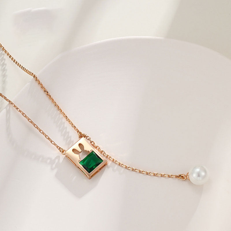 Geometric Square Rabbit Ears Necklace