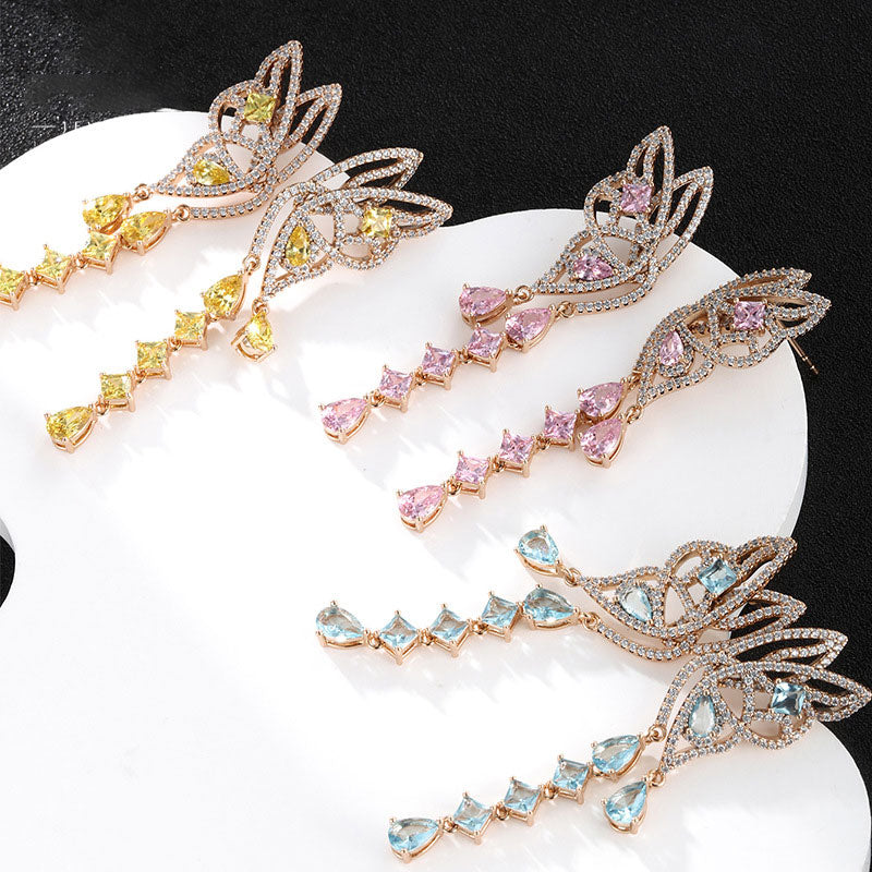 Colorful Zircon Butterfly Luxury Earrings for Women