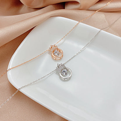 S925 Sterling Silver Crown Zircon Necklace