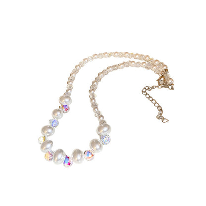 Geometric Drop Pearl Necklace