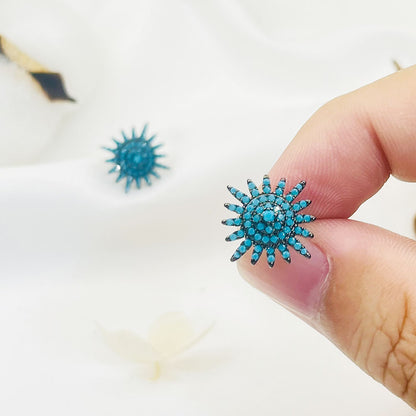 Sunflower Turquoise Inlaid Earrings