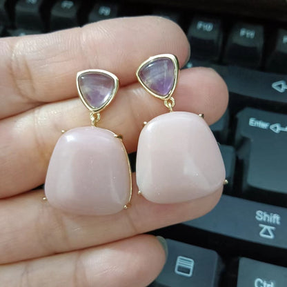 Irregular Colored Pine Amethyst Earrings