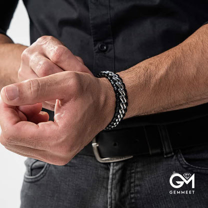 Men's Woven Leather Bracelet