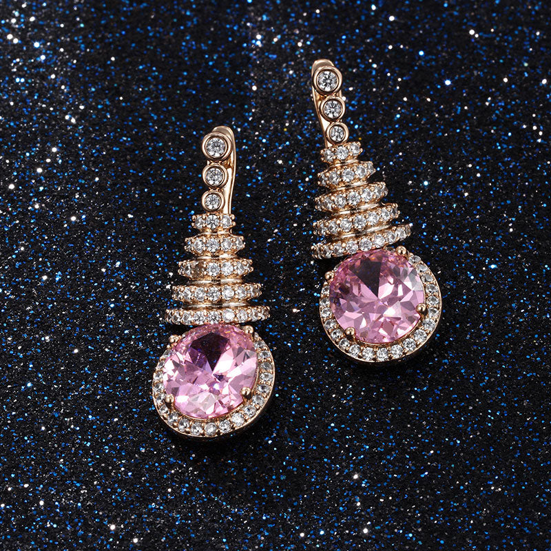 Oval Christmas Tree Full Zircon Drop Earrings for Women